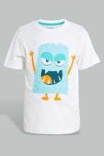 Load image into Gallery viewer, White And Navy Monster Pyjama Set (2 Piece)
