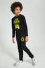 Redtag-Black-Jogpant-With-Print-Joggers-Boys-2 to 8 Years