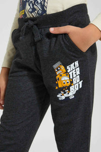 Redtag-Charcoal-Jogpant-With-Print-Joggers-Boys-2 to 8 Years