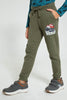 Redtag-Olive-Jogpant-With-Print-Joggers-Boys-2 to 8 Years