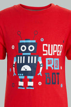 Load image into Gallery viewer, Redtag-Red-Robot-Print-Short-Sleeve-T-Shirt-And-Long-Pant-Pyjamas-Pyjama-Sets-Boys-2 to 8 Years
