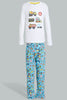 Redtag-White-Vehicle-Long-Sleeve-Print-T---Shirt-And-Long-Pant-Pyjamas-Pyjama-Sets-Boys-2 to 8 Years