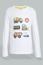 Load image into Gallery viewer, Redtag-White-Vehicle-Long-Sleeve-Print-T---Shirt-And-Long-Pant-Pyjamas-Pyjama-Sets-Boys-2 to 8 Years
