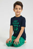 Redtag-Navy-Gamer-Short-Sleeve-T-Shirt-And-Long-Pant-Pyjamas-Pyjama-Sets-Boys-2 to 8 Years