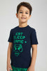 Redtag-Navy-Gamer-Short-Sleeve-T-Shirt-And-Long-Pant-Pyjamas-Pyjama-Sets-Boys-2 to 8 Years