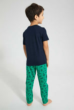 Load image into Gallery viewer, Redtag-Navy-Gamer-Short-Sleeve-T-Shirt-And-Long-Pant-Pyjamas-Pyjama-Sets-Boys-2 to 8 Years
