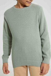 Redtag-Green-Crew-Neck-Pullover-Pullovers-Boys-2 to 8 Years