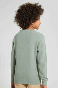 Redtag-Green-Crew-Neck-Pullover-Pullovers-Boys-2 to 8 Years
