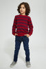 Redtag-Red-Striped--Crew-Neck-Pullover-Pullovers-Boys-2 to 8 Years