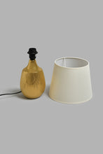 تنزيل الصورة على معرض الصور، Redtag-Gold-Ceramic-Embossed-Base-Table-Lamp-Table-Lamps-Home-Decor-
