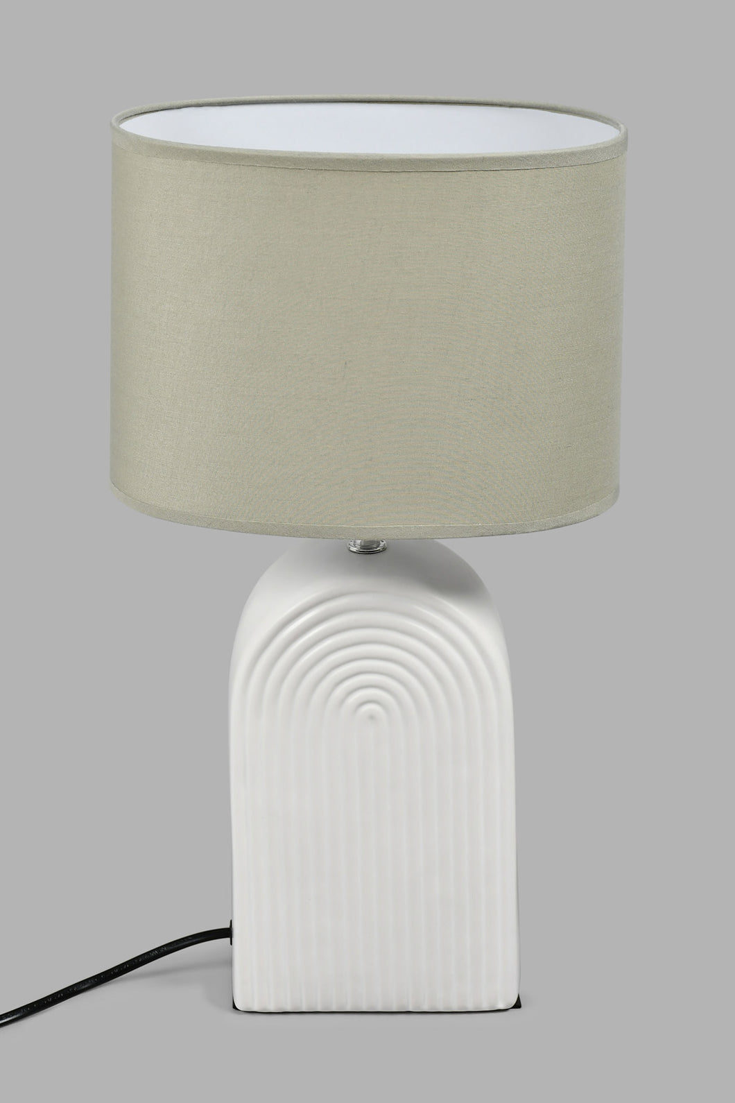 Redtag-White-Ceramic-Ribbed-Base-Table-Lamp-Colour:White,-Filter:Home-Decor,-HMW-HOM-Table-Lamps,-New-In,-New-In-HMW-HOM,-Non-Sale,-S22A,-Section:Homewares-Home-Decor-