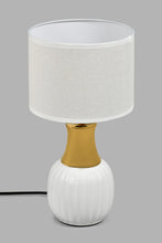 تنزيل الصورة على معرض الصور، Redtag-White-Ceramic-And-Gold-Neck-Table-Lamp-Colour:Gold,-Colour:White,-Filter:Home-Decor,-HMW-HOM-Table-Lamps,-New-In,-New-In-HMW-HOM,-Non-Sale,-S22A,-Section:Homewares-Home-Decor-
