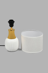 Redtag-White-Ceramic-And-Gold-Neck-Table-Lamp-Colour:Gold,-Colour:White,-Filter:Home-Decor,-HMW-HOM-Table-Lamps,-New-In,-New-In-HMW-HOM,-Non-Sale,-S22A,-Section:Homewares-Home-Decor-