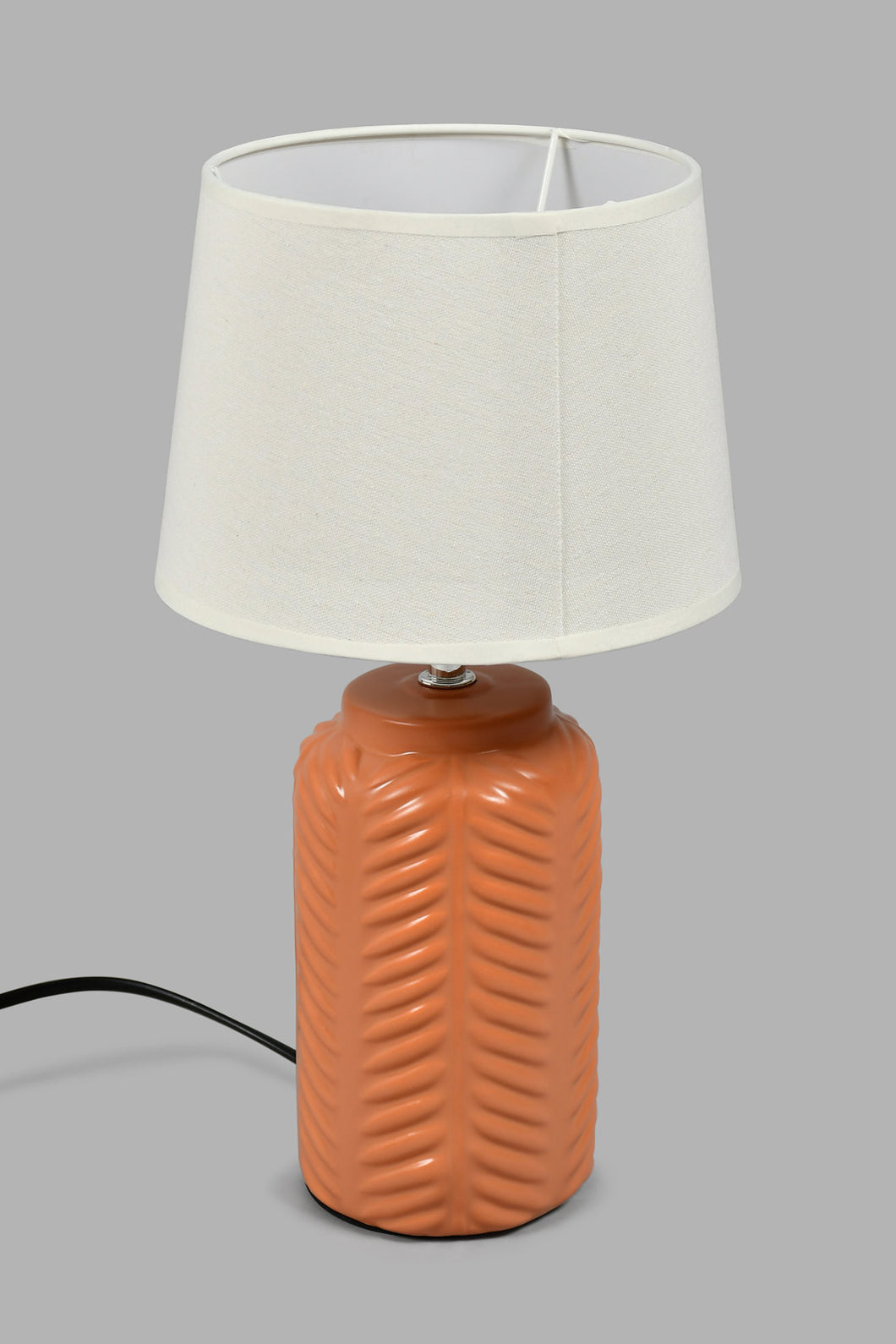 Redtag-Rust-Ceramic-Embossed-Base-Table-Lamp-Colour:Rust,-Filter:Home-Decor,-HMW-HOM-Table-Lamps,-New-In,-New-In-HMW-HOM,-Non-Sale,-S22A,-Section:Homewares-Home-Decor-