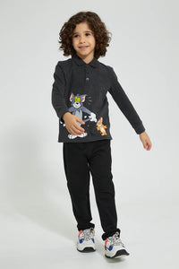Redtag-Black-Stretch-Terry-Pant-Chinos-Boys-2 to 8 Years