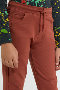 Redtag-Rust-Stretch-Terry-Pant-Chinos-Boys-2 to 8 Years