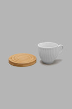 Load image into Gallery viewer, Redtag-White-Embossed-Espresso-Set-With-Bamboo-Coaster-And-Stand-(13-Piece)-Tea-Sets-Home-Dining-
