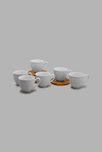 Load image into Gallery viewer, Redtag-White-Embossed-Tea-Cup-Set-With-Bamboo-Coaster-(12-Piece)-Tea-Sets-Home-Dining-
