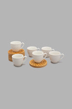 Load image into Gallery viewer, Redtag-White-Embossed-Espresso-Set-With-Bamboo-Coaster-(12-Piece)-Tea-Sets-Home-Dining-
