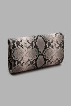 Load image into Gallery viewer, Redtag-Black-Envelope-Clutch-With-Croc-Texture-Metal-Bar-Clutches-Women-
