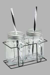 Redtag-Clear-Beverage-Dispenser-With-Mason-Jar-&-Stand-(5-Piece)-Beverage-Dispenser-Home-Dining-