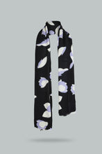 Load image into Gallery viewer, Redtag-Black-&amp;-Lilac-Floral-Printed-Knitted-Scarf-Scarves-Women-
