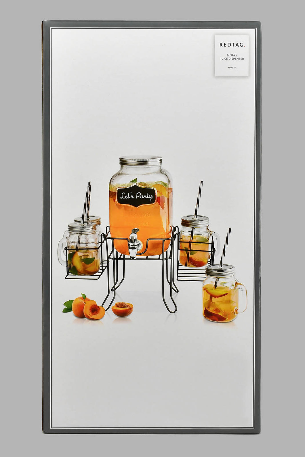 Redtag-Clear-Beverage-Dispenser-With-Mason-Jar-&-Stand-(5-Piece)-Beverage-Dispenser-Home-Dining-