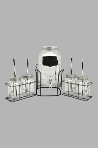 Redtag-Clear-Beverage-Dispenser-With-Mason-Jar-&-Stand-(5-Piece)-Beverage-Dispenser-Home-Dining-