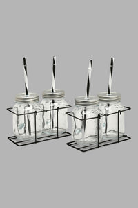 Redtag-Clear-Beverage-Dispenser-With-Mason-Jar-&-Stand-(5-Piece)-Beverage-Dispenser-Home-Dining-