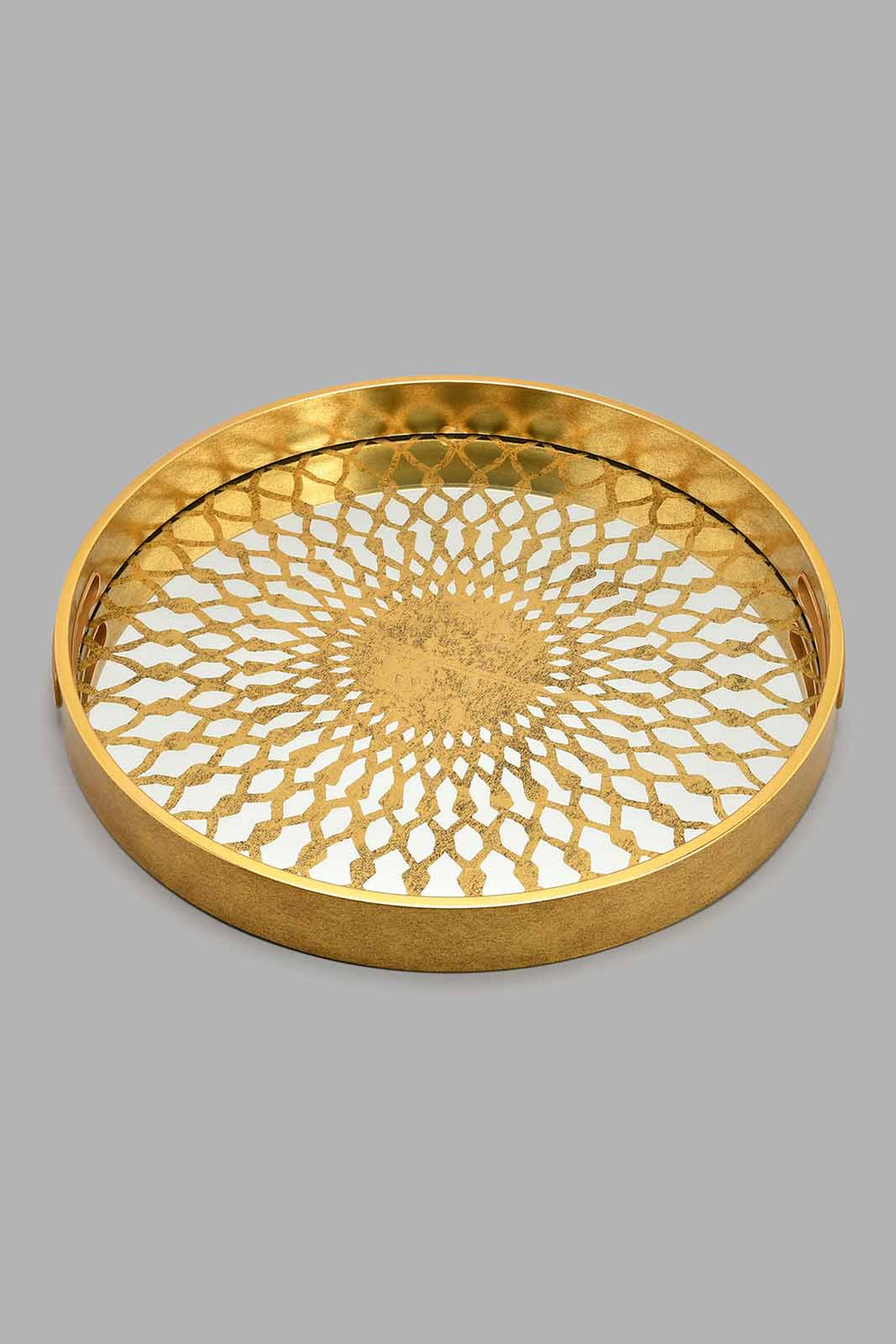 Redtag-Gold-Geomatic-Round-Tray-Trays-Home-Dining-