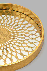 Redtag-Gold-Geomatic-Round-Tray-Trays-Home-Dining-