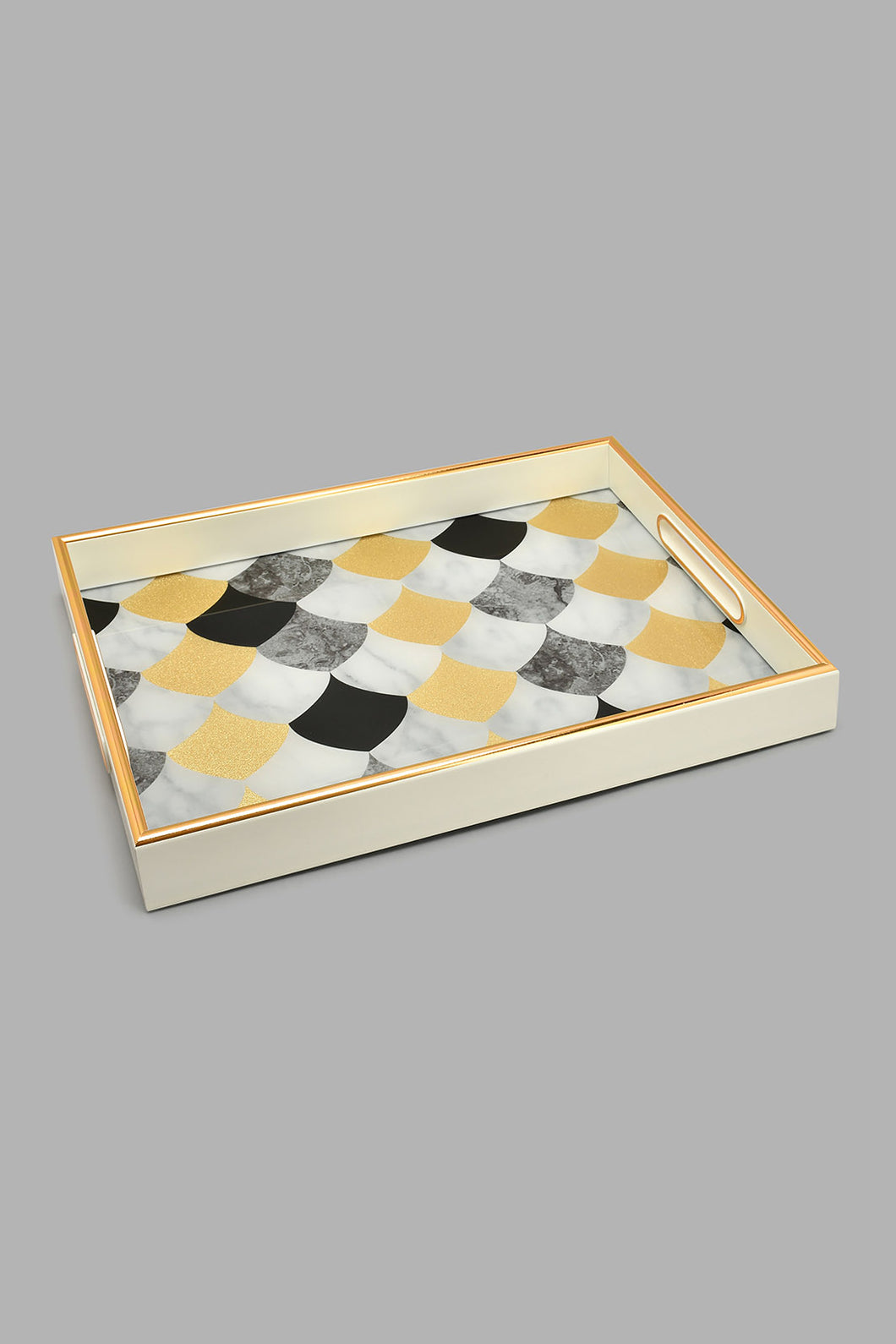 Redtag-Gold-Geomatic-Rectangle-Tray-(Large)-Trays-Home-Dining-