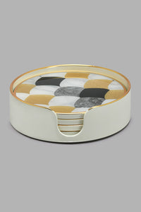 Redtag-Gold-Geomatic-Coaster-(5-Piece)-Trays-Home-Dining-