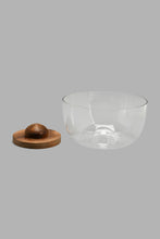 تنزيل الصورة على معرض الصور، Redtag-Clear-Glass-Salad-Bowl-With-Wooden-Tray-Serving-Bowls-Home-Dining-
