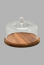 تنزيل الصورة على معرض الصور، Redtag-Clear-Glass-Cake-Dome-With-Wooden-Tray-Trays-Home-Dining-
