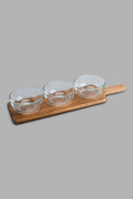 Load image into Gallery viewer, Redtag-Clear-Glass-Serving-Set-With-Wooden-Tray-(3-Piece)-Category:Bowls,-Colour:White,-Filter:Home-Dining,-HMW-DIN-Sew-Serveware,-New-In,-New-In-HMW-DIN,-Non-Sale,-S22A,-SAPHIRE,-Section:Homewares-Home-Dining-
