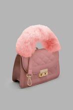 Load image into Gallery viewer, Redtag-Pink--Quilted--Fur-Embellished-Cross-Body-Bag-Colour:Pale-Pink,-Filter:Women&#39;s-Accessories,-New-In,-New-In-Women-ACC,-Non-Sale,-W21B,-Women-Handbags-Women-
