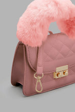 Load image into Gallery viewer, Redtag-Pink--Quilted--Fur-Embellished-Cross-Body-Bag-Colour:Pale-Pink,-Filter:Women&#39;s-Accessories,-New-In,-New-In-Women-ACC,-Non-Sale,-W21B,-Women-Handbags-Women-
