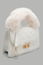 Load image into Gallery viewer, Redtag-White--Quilted--Fur-Embellished-Cross-Body-Bag-Colour:White,-Filter:Women&#39;s-Accessories,-New-In,-New-In-Women-ACC,-Non-Sale,-W21B,-Women-Handbags-Women-
