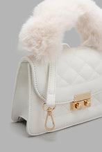 Load image into Gallery viewer, Redtag-White--Quilted--Fur-Embellished-Cross-Body-Bag-Colour:White,-Filter:Women&#39;s-Accessories,-New-In,-New-In-Women-ACC,-Non-Sale,-W21B,-Women-Handbags-Women-
