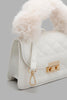 Redtag-White--Quilted--Fur-Embellished-Cross-Body-Bag-Colour:White,-Filter:Women's-Accessories,-New-In,-New-In-Women-ACC,-Non-Sale,-W21B,-Women-Handbags-Women-