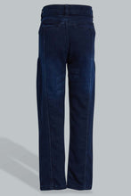 Load image into Gallery viewer, Redtag-Dark-Wash-Knit-Denim-Paneled-Jean-Jeans-Pull-On-Boys-2 to 8 Years
