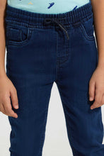 Load image into Gallery viewer, Redtag-Darkwash-Elasticated-Waist-Jogger-Jean-Jeans-Jogger-Fit-Boys-2 to 8 Years
