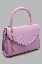 Load image into Gallery viewer, Lilac Textured Crossbody Bag With Gold Strap
