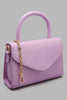 Lilac Textured Crossbody Bag With Gold Strap