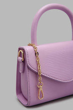 Load image into Gallery viewer, Lilac Textured Crossbody Bag With Gold Strap
