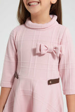 تنزيل الصورة على معرض الصور، Redtag-Pink-High-Neck-Textured-Dress-Dresses-Girls-2 to 8 Years
