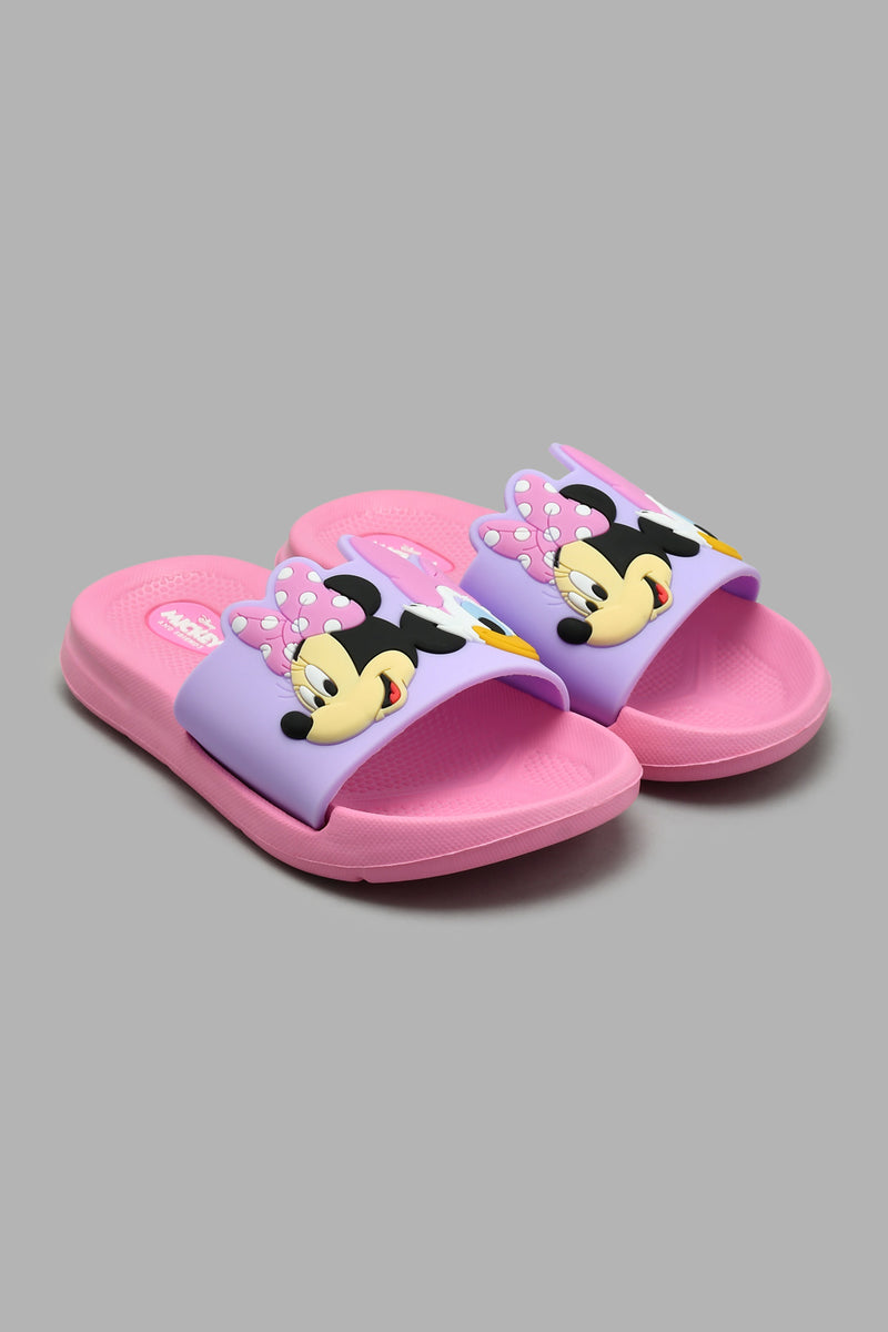 Redtag-Pale-Pink-Minnie-Character-Slide-Sliders-Girls-3 to 5 Years