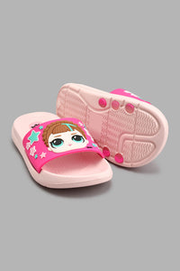 Redtag-Pale-Pink-L.O.L-Character-Slide-Sliders-Girls-3 to 5 Years