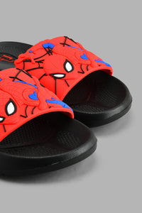 Redtag-Black-Spiderman-Character-Slide-Sliders-Boys-3 to 5 Years